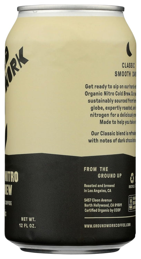 12 oz Groundwork Coffee Nitro, Organic Nitro Cold Brew Coffee