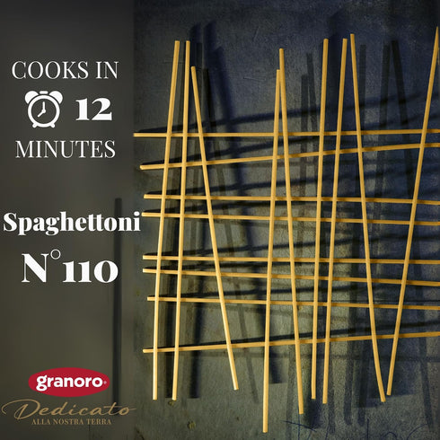 #110 100% 1 lb (Pack 3) Granoro Dedicato Spaghettoni (Thick Spaghetti) - Authentic Italian Pasta, Made from Puglia