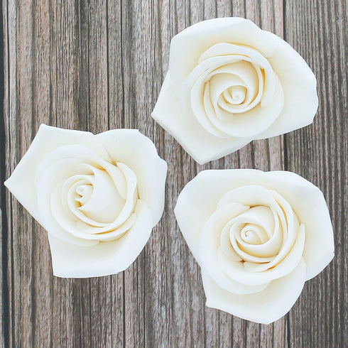 2 Inch, 25 Count Global Sugar Art Peace Rose Sugar Cake Flowers White by Chef Alan Tetreault