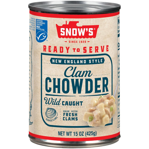 Snow's New England Clam Chowder, 15 oz Can - 13g Protein per