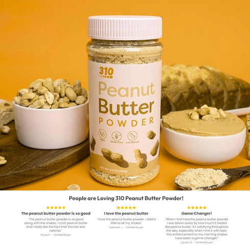 310 Nutrition Organic Powdered Peanut Butter - Low Fat, Plant-Based, Gluten Free, 6g Protein, 6.5oz (184g)