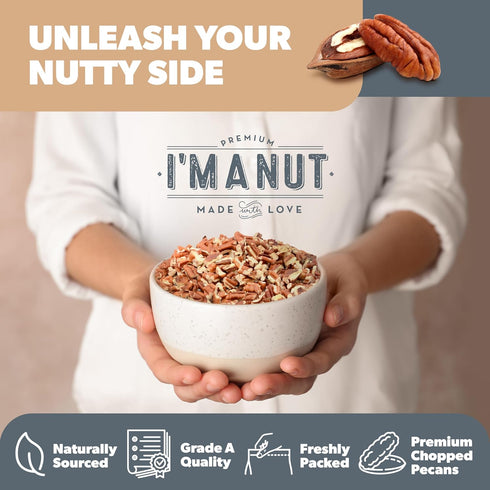 4 lb Raw Pecan Pieces American Grown Medium Chopped Pecans, Batch Tested Peanut & Gluten Free, Non-GMO, No PPO