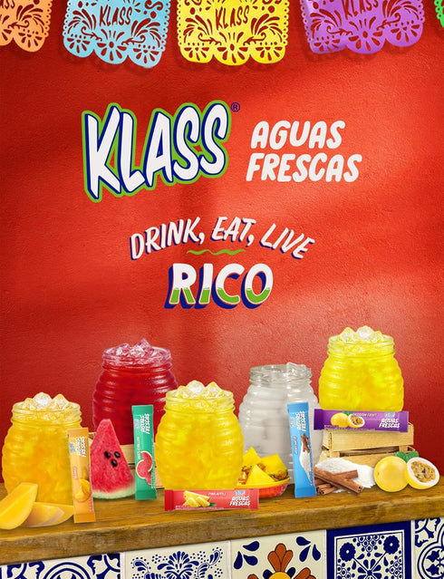 40 Packets, 5 Packet Klass Aguas Frescas, Powdered Drink Mix, Singles Zero Sugar & Caffeine-Free Powder Water Drink