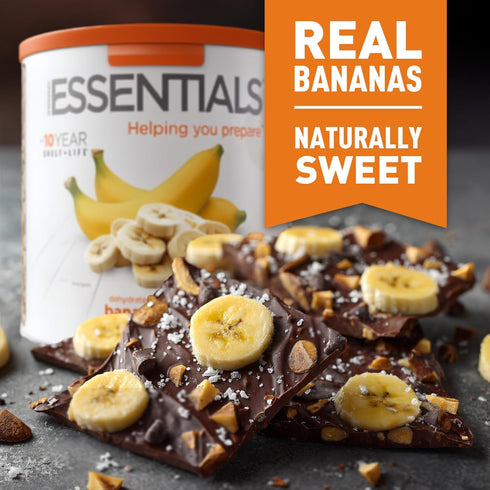 10-Year 24 Emergency Essentials, Dehydrated Banana Slices, Emergency Food Supplies, Shelf Life, Servings