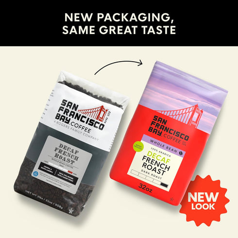(2 lb San Francisco Bay Coffee - Decaf Dark Roast Whole Bean Coffee - Decaf French Roast bag) - Swiss Water Processed