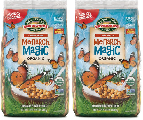 EnviroKidz Organic Monarch Magic Cereal, 24 oz (Pack of 2), Cinnamon, Gluten