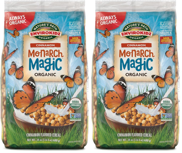 EnviroKidz Organic Monarch Magic Cereal, 24 oz (Pack of 2), Cinnamon, Gluten
