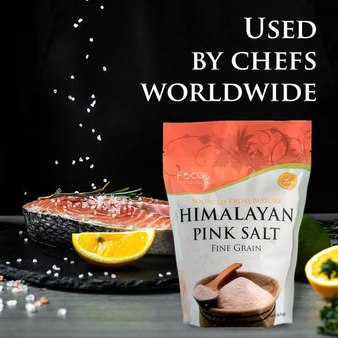 Focus Nutrition 100% 2 lbs , Himalayan Pink Salt, Natural Fine Grain, Resealable Pouch
