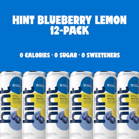 12 Oz (Pack 24) Hint Fruit-Infused Canned Water, Blueberry Lemon - Purified Flavored Water with Zero Calories, Natural