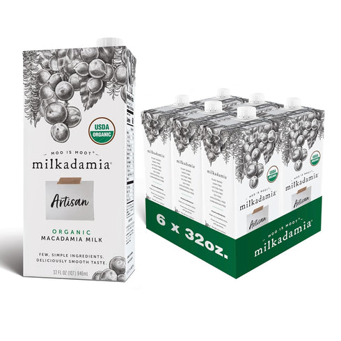 Milkadamia Organic Artisan Macadamia Milk, Non-Dairy, Plant Based, Vegan, Gluten Free, 32