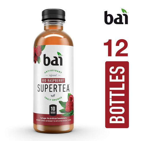18 Oz (Pack 12) Bai Iced Tea, Rio Raspberry, Antioxidant Infused Supertea, Crafted with Real Tea (Black Tea, White