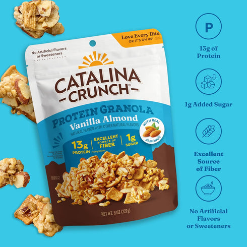 13g 8 oz. (Pack 3) Catalina Crunch Protein Granola - Low Sugar Breakfast Cereal with of Protein - Gluten Free, Keto