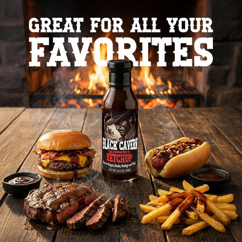 14.5 oz Black Cavern - The Ketchup Alternative, Tomato-Free Condiment for Burgers, Steaks, Hot Dogs & Fries, No High