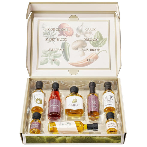 Set 8 Kiri & Sons Olive Oil Gourmet Sampler Gift of - Premium Extra-Virgin Olive Oil Made In Spain, Natural Flavors