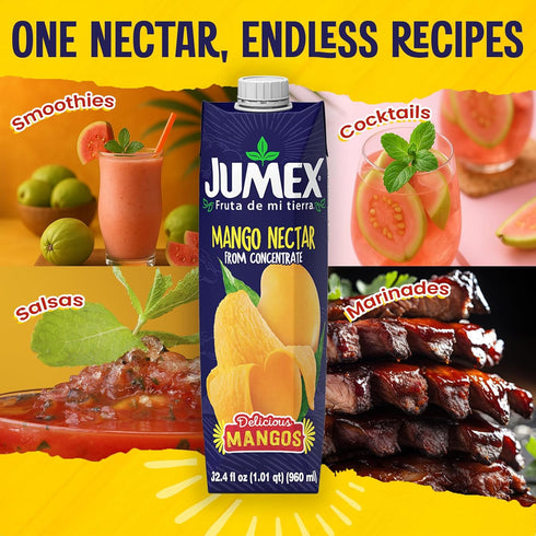 32.4oz, 12 Pack Jumex Mango Nectar - Mango Juice Nectar Made with Fresh Fruit Puree - Tropical Fruit Juice Concentrate