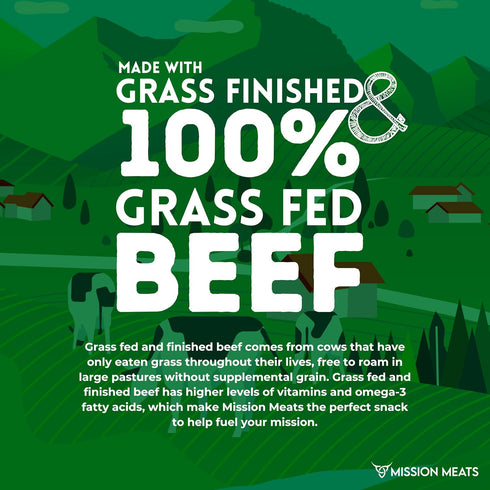 Mission Meats Beef Jerky, 100% Grass Fed & Pasture Raised, Original Flavor, 2oz, Pack of 3