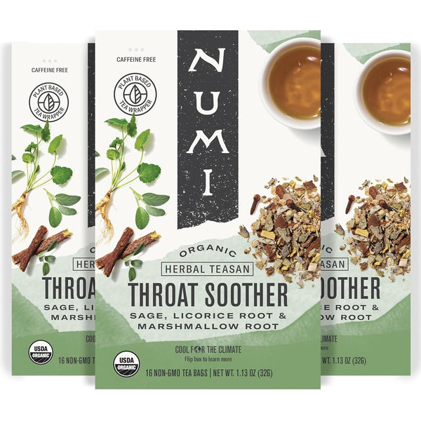 Numi Organic Throat Soother Herbal Tea 48 Herbal Tea Bags Caffeine Free