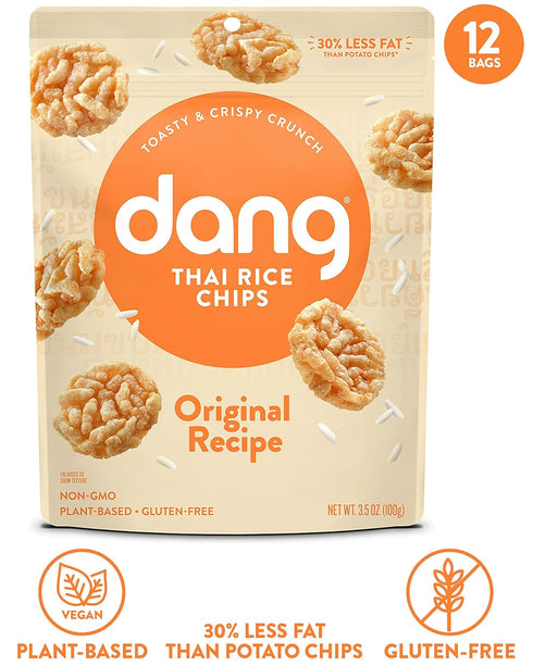 30% 3.5 oz Dang Thai Rice Chips Original, Vegan, Gluten Free Crisps, Non GMO, Healthy Savory Snacks, Made with Whole