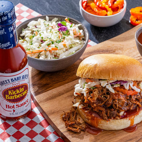 5 Oz (Pack 6) Sweet Baby Rays Kickin' Barbecue Hot Sauce Fl