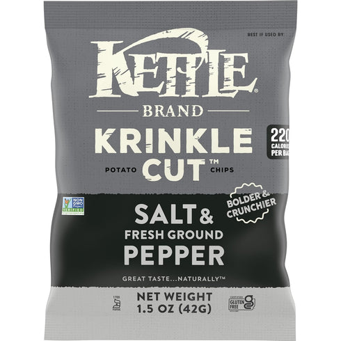 Kettle Brand Potato Chips, Krinkle Cut, Salt & Fresh Ground Pepper Kettle