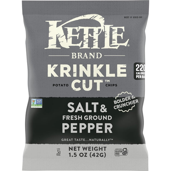 Kettle Brand Potato Chips, Krinkle Cut, Salt & Fresh Ground Pepper Kettle