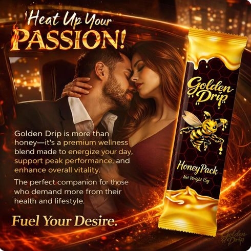 Golden Drip Pack 4 Pack Packets Honey Premium Golden Honey Sachets Herbal Vitality & Energy Support Natural Energy