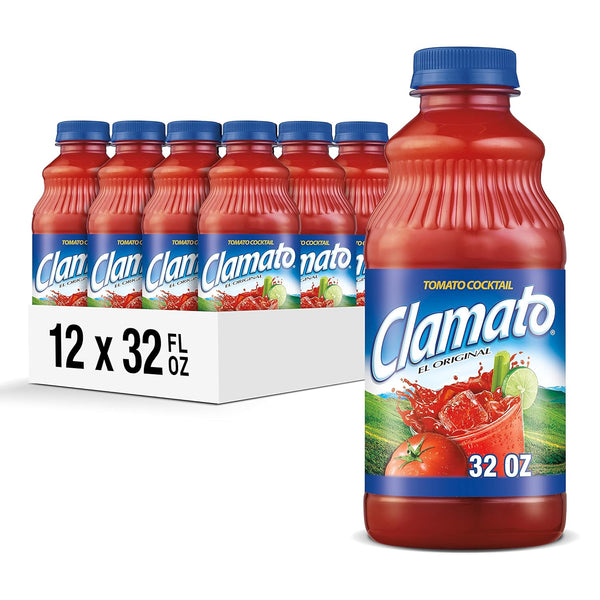 Clamato Original Tomato Cocktail, 32 fl oz bottle (Pack of 12), Flavored