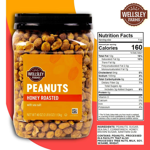 Wellsley Farms 40 Honey Roasted Peanuts with Sea Salt, Ounce
