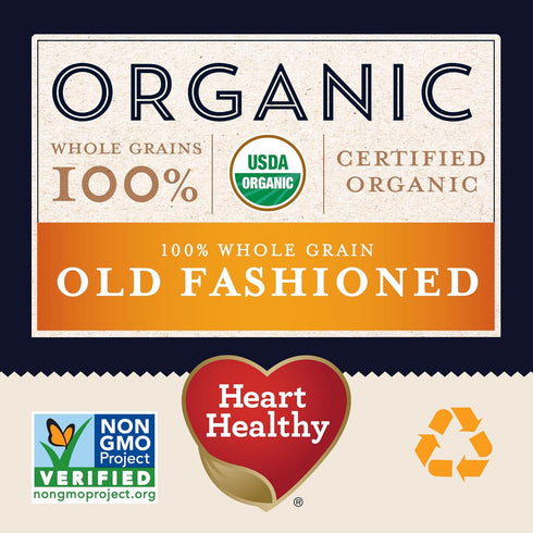 24oz (Pack 4) Quaker Old Fashioned Rolled Oats, USDA Organic, Non GMO Project Verified, Resealable Bags