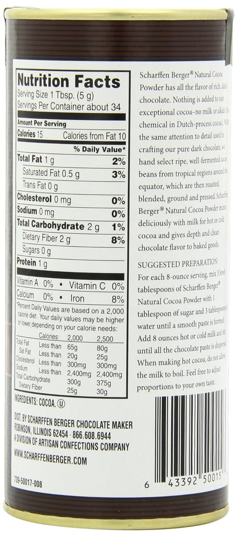Scharffen Berger Natural Unsweetened Cocoa Powder, 6-Ounce Canisters (Pack of 2)