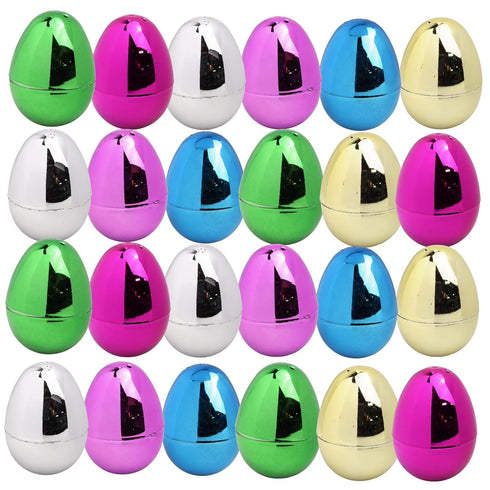 Bulk Metallic Plastic Easter Eggs, Empty Fillable Multicolor Egg Assortment, Basket Stuffer
