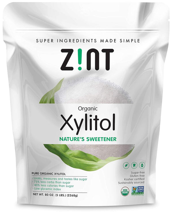 Zint Organic Xylitol Sweetener (5 lbs): USDA Certified Natural Sugar Free Substitute,