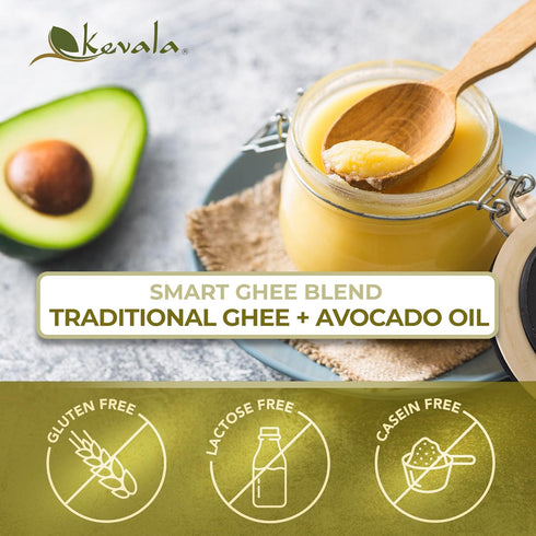 (17.6 oz) Kevala Avocado Ghee - Made with Grass Fed Cows Milk, Blend of Cold-Pressed Avocado Oil and Ghee, Unsalted