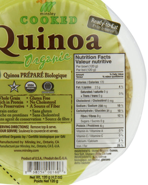 MINSLEY 4.2 Oz, (6 Pack) Organic Quinoa, Cooked and Ready to Eat