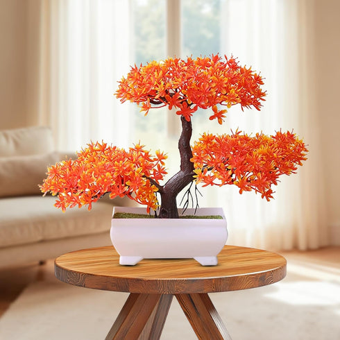 Stunning Red Flower Bonsai in Elegant Pot - Perfect Gift Idea