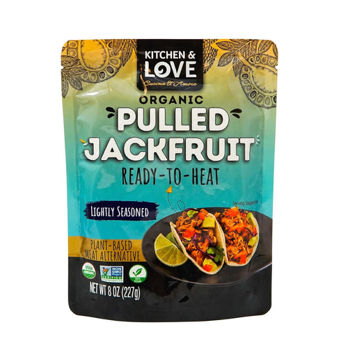 8 (Pack 6) Kitchen & Love Lightly Seasoned Organic Pulled Jackfruit, Plant Based, Meat Alternative, Non GMO, Ounces
