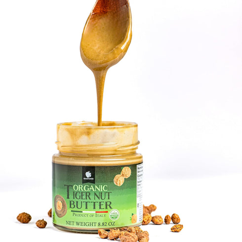 30 8.8oz 250g Gourmanity Organic Tigernut Butter, Sweet and Nutty Tasting Nut Free Peanut Butter Alternative, Compliant