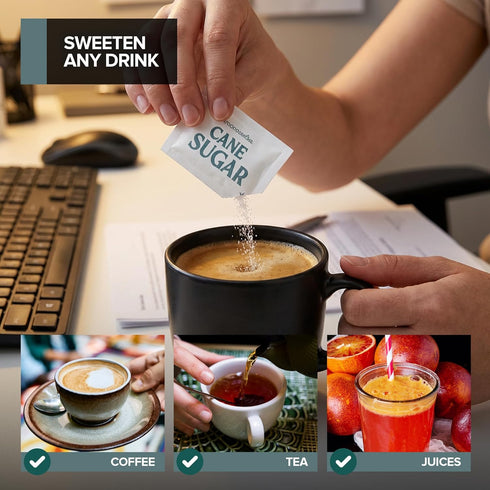 Packets 2000 Count Packs Bulk White Sugar Individual Portion for Hot Drinks Great for Restaurants Offices Schools