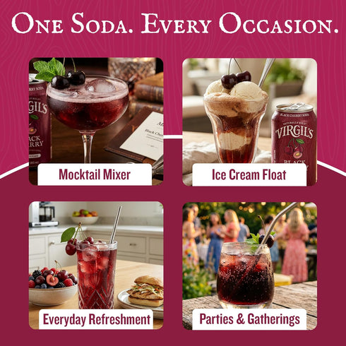 Pack 24 (12 oz Virgil's Naturally Bold Handcrafted Black Cherry Soda, of fl Can each) - Bold Creamy Flavor with Mellow