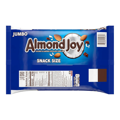 20.1 oz (Pack 2) ALMOND JOY Coconut and Almond Chocolate Snack Size, Candy Jumbo Bag