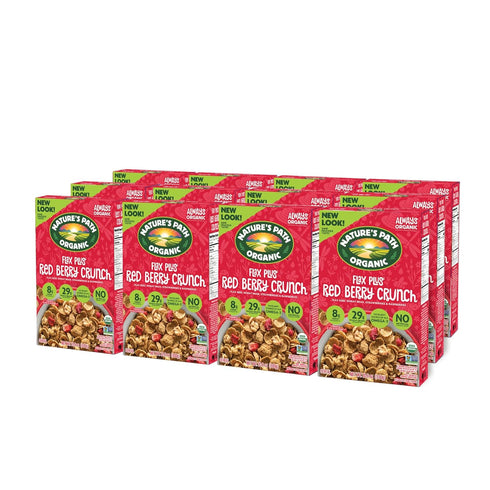 10.6 oz (Pack 12), Nature's Path Organic Flax Plus Red Berry Crunch Cereal, of Non-GMO
