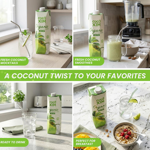 33.8 oz (Pack 12)| 100% COCOXIM Ready to Drink Coconut Water Organic - of Zero Added Sugar| Natural & Fresh