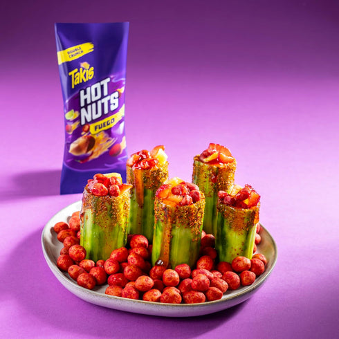 12 3.2 oz Takis Fuego Hot Nuts pc / Snack Size Box, Hot Chili Pepper & Lime Flavored Extreme Spicy Double-Crunch