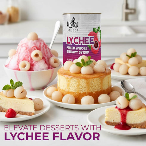 1 Pack 20oz Fusion Select Canned Lychees in Syrup - Ready to Serve Canned Lychee Fruit - Peeled Whole in Heavy Syrup