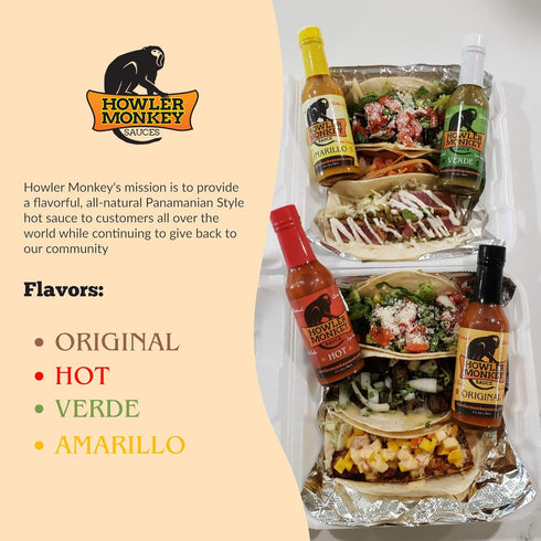 5 oz (1-Pack) Howler Monkey Sauce Hot - Panamanian Hot Sauce with Aji Chombo Pepper - Gluten-Free, No Carbs, Low Sodium