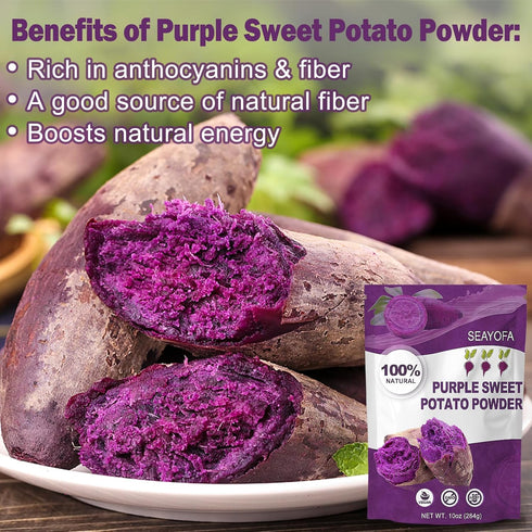 10oz Purple Sweet Potato Powder Premium Ube Powder & Natural Yam Color for Baking, Smoothies, Ice Cream & Desserts