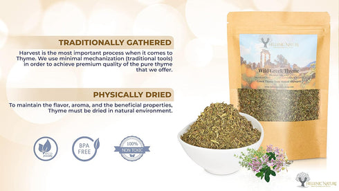 WILD GREEK THYME DRIED - Premium Quality from Mount Olympus, Handpicked, 40g (1.41oz) in DoyPack