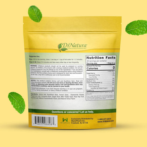 30 (Pack 1) DrNatura KleriTea Herbal Tea, Caffeine-Free Herbal Tea for Gentle, Effective Bowel Stimulation - All