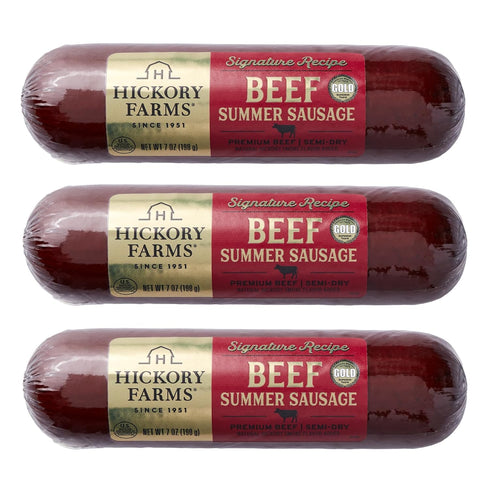 Hickory Farms Signature Beef Summer Sausage - 3 Pack | 100% Beef