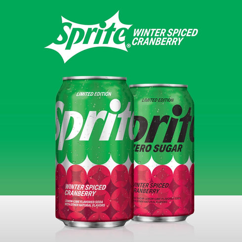 12 oz, 12 Pack Sprite Winter Spiced Cranberry, Lemon-Lime and Cranberry Flavored Soda Pop Soft Drink, fl